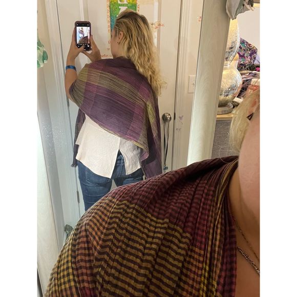 COPY - ❤️🧣BEAUTIFUL DESIGNER SCARF🧣❤️INFINITY LONG EUC GIFT Purple Plaid Print - Picture 5 of 9